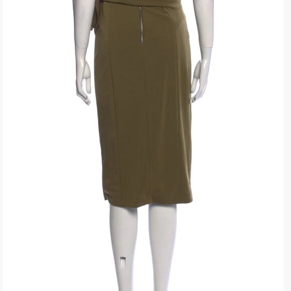 Alice and Olivia Green Maxi Pencil Skirt with Slit and Tie for Work - Picture 2 of 6